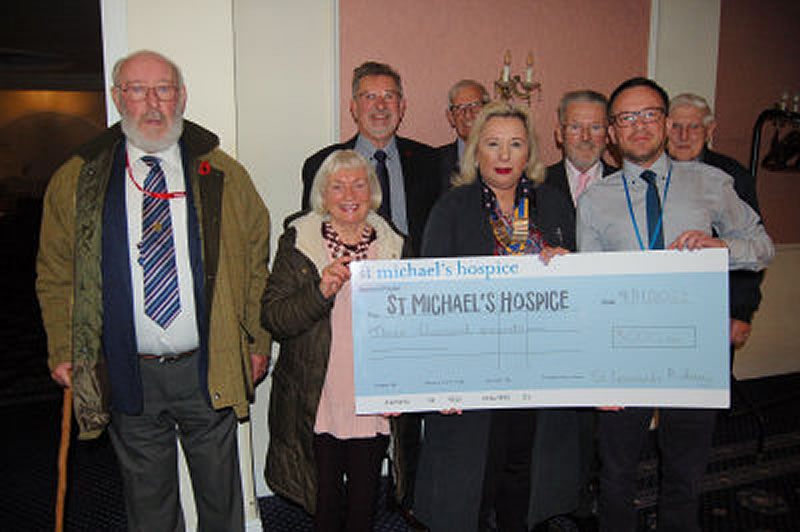 2022: Club members pictured with President Kim  at<br />
recent meeting where £3,000 was given to the<br />
St Michael’s Hospice.